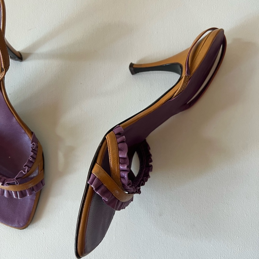 Celine slingback ruffle purple and tan heel size 38 - Picture 8 of 9
